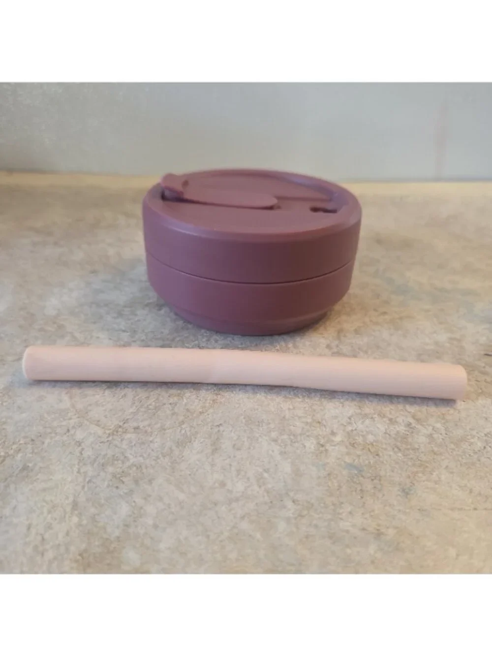 STOJO Titan Collapsible Travel Cup with Straw Purple Silicone Reusable NEW